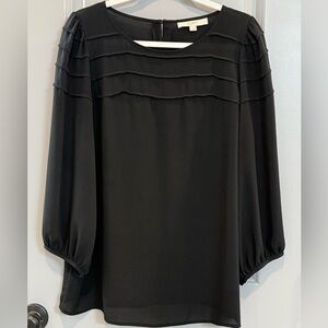 LOFT Black Ruffle Blouse
